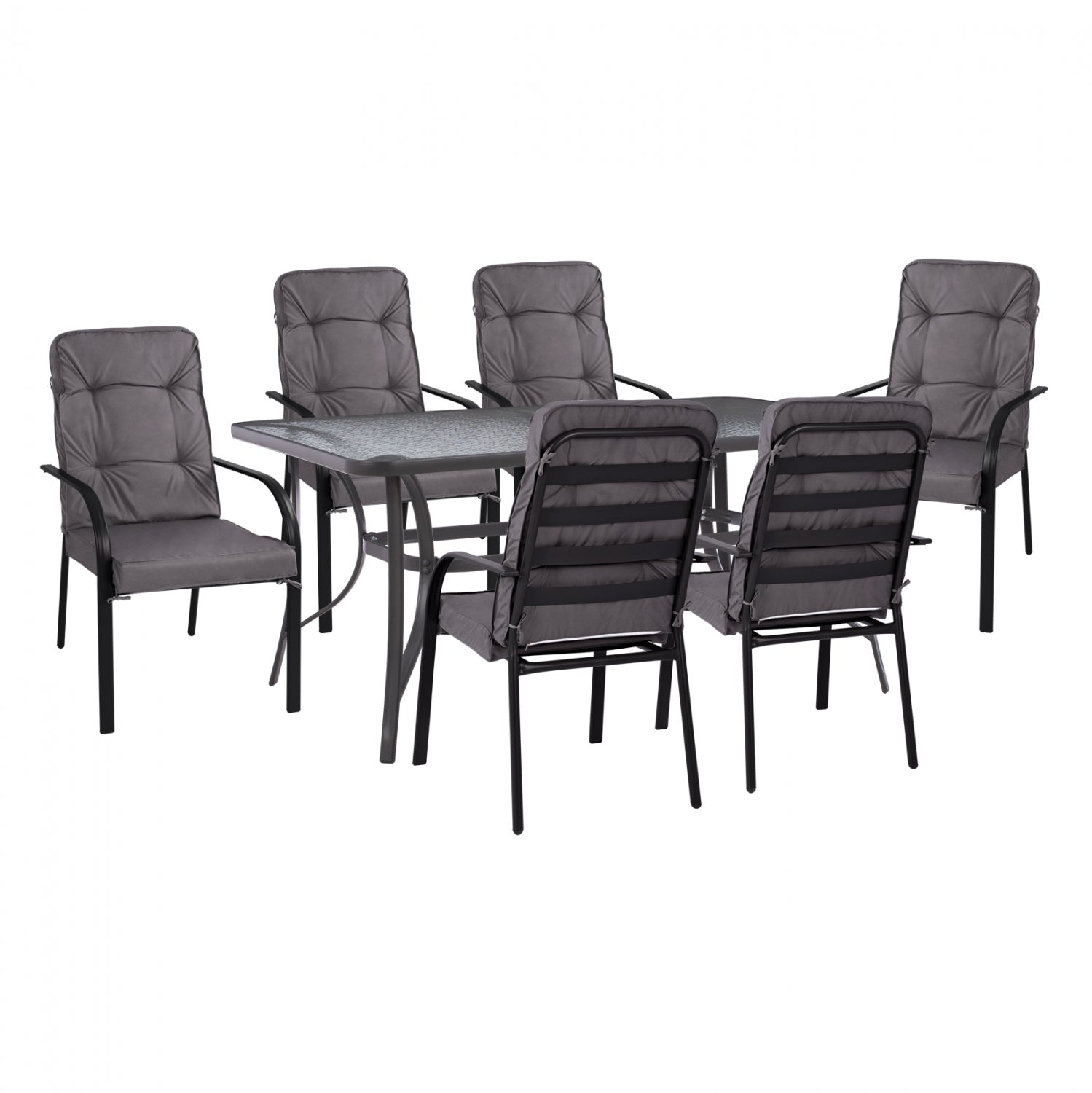 DINING SET 7PCS TABLE 150X90 WITH ARMCHAIRS GRAY HM11475