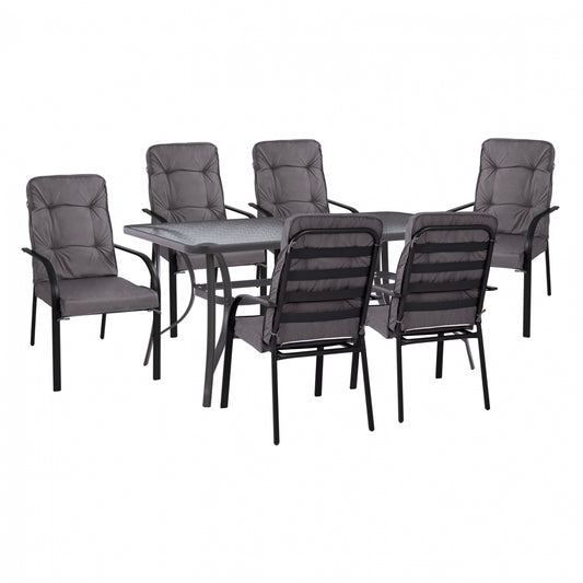 DINING SET 7PCS TABLE 150X90 WITH ARMCHAIRS GRAY HM11475