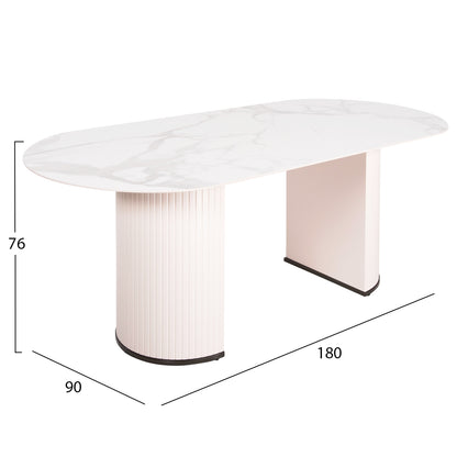 DINING SET 7PCS HM11976 TABLE CORBY & 6 ARMCHAIRS WINON(BEIGE)