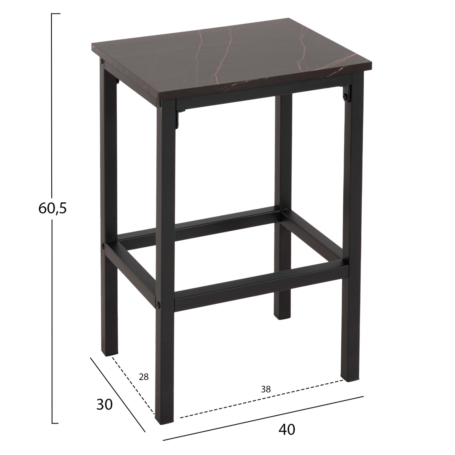 DINING SET FOR BARS 5PCS BOXY HM9882.13 BLACK METAL FRAMES-BLACK MARBLE MELAMINE
