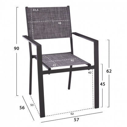 DINING SET TABLE WITH MOCHA UMBRELLA & FOLDABLE TEXTILINE ARMCHAIRS GRAY HM11483