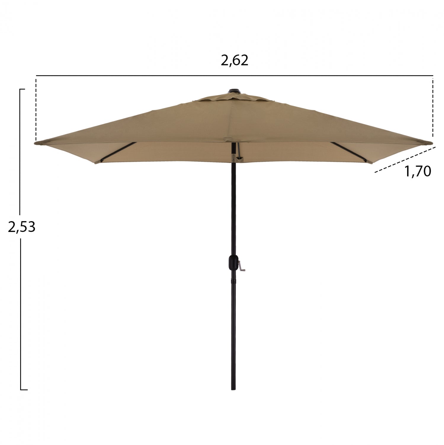 DINING SET TABLE WITH MOCHA UMBRELLA & FOLDABLE TEXTILINE ARMCHAIRS GRAY HM11483