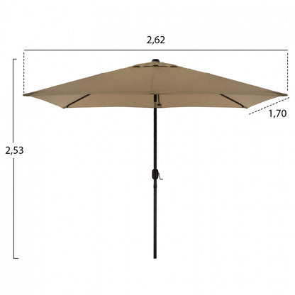 DINING SET TABLE WITH MOCHA UMBRELLA & FOLDABLE TEXTILINE ARMCHAIRS GRAY HM11483