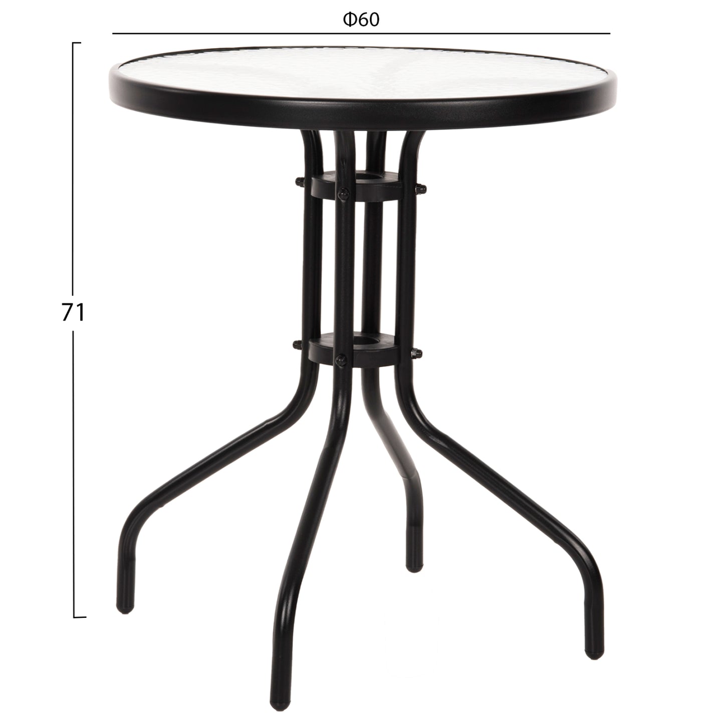 OUTDOOR DINING SET 3PCS LAURA ΗΜ10467.03 METAL & ALUM. CHAIRS & TABLE Φ60cm BLACK