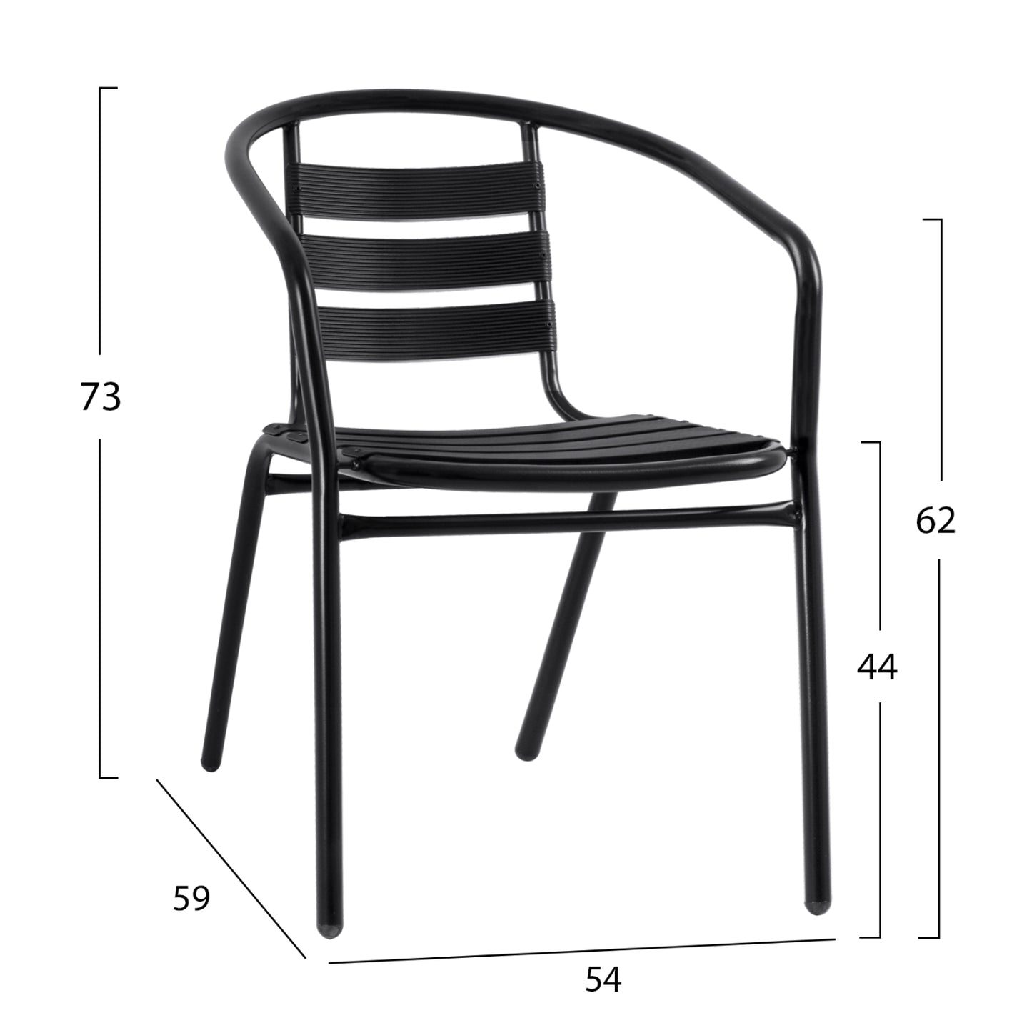OUTDOOR DINING SET 3PCS LAURA ΗΜ10467.03 METAL & ALUM. CHAIRS & TABLE Φ60cm BLACK
