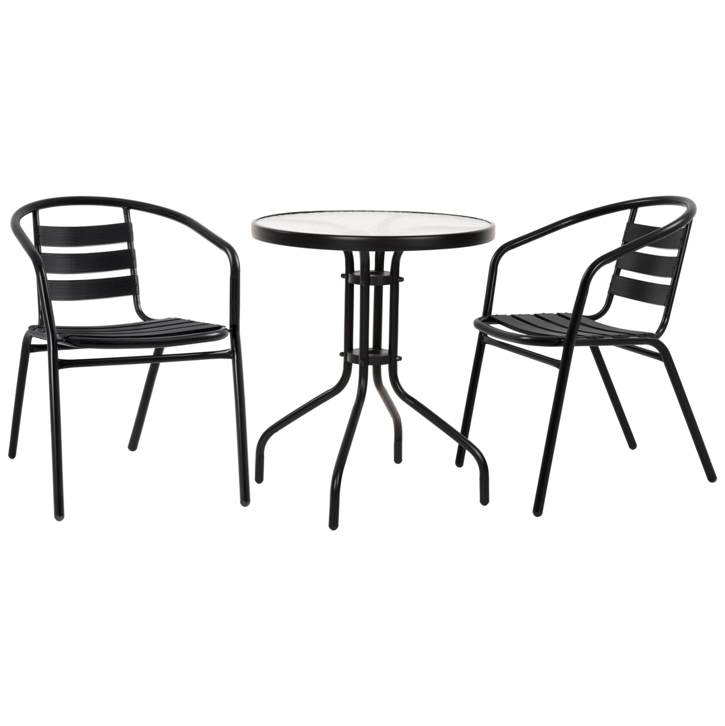 OUTDOOR DINING SET 3PCS LAURA ΗΜ10467.03 METAL & ALUM. CHAIRS & TABLE Φ60cm BLACK