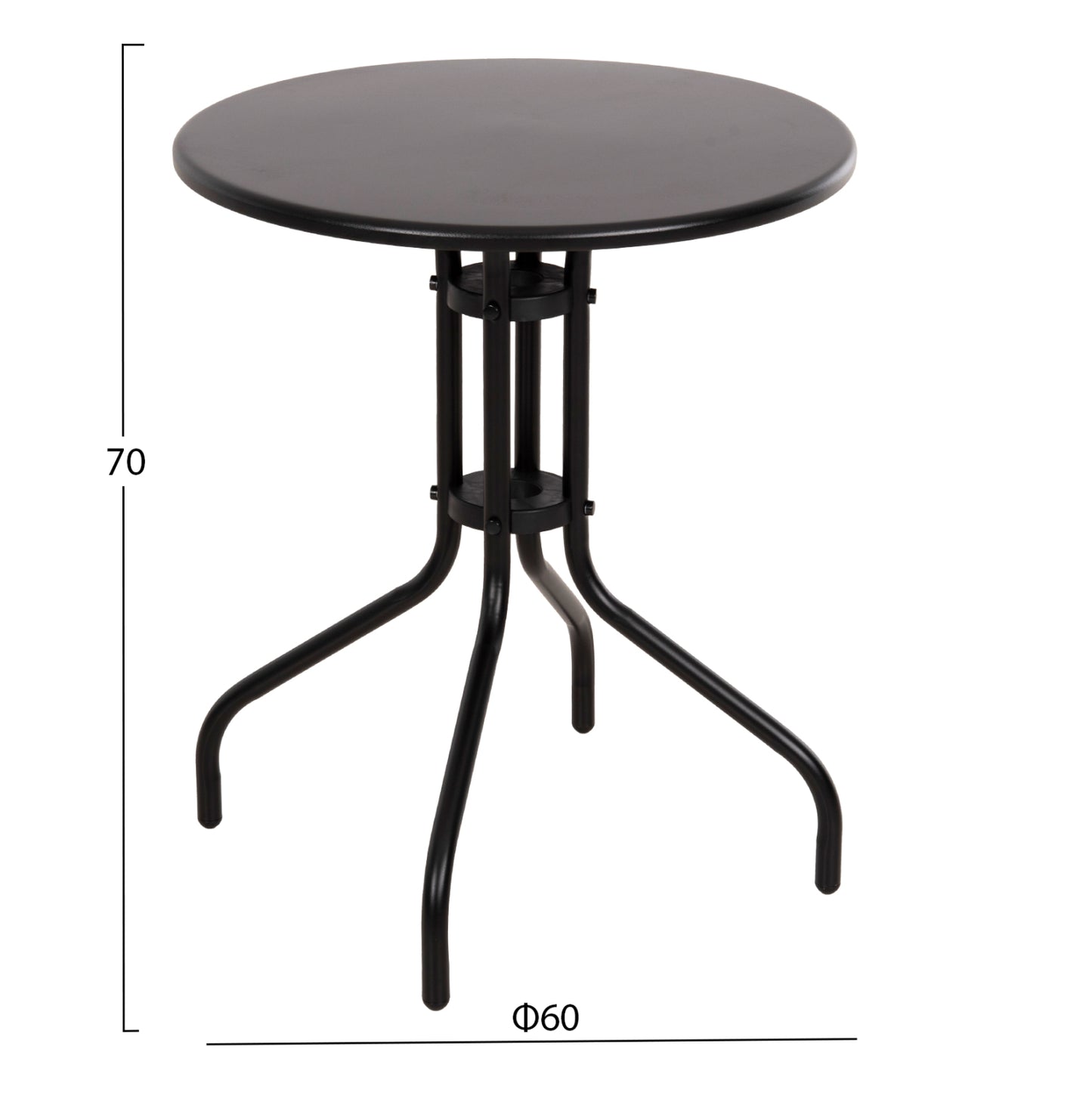 OUTDOOR DINING SET 3PCS LINO HM10728.03-- 2 METAL CHAIRS--ROUND TABLE Φ60cm BLACK