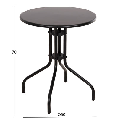 OUTDOOR DINING SET 3PCS LINO HM10728.03-- 2 METAL CHAIRS--ROUND TABLE Φ60cm BLACK