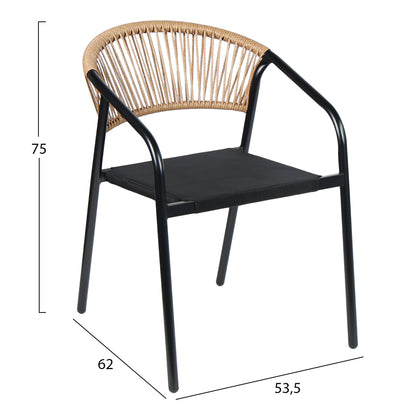 OUTDOOR DINING SET 3PCS LINO HM10728.03-- 2 METAL CHAIRS--ROUND TABLE Φ60cm BLACK