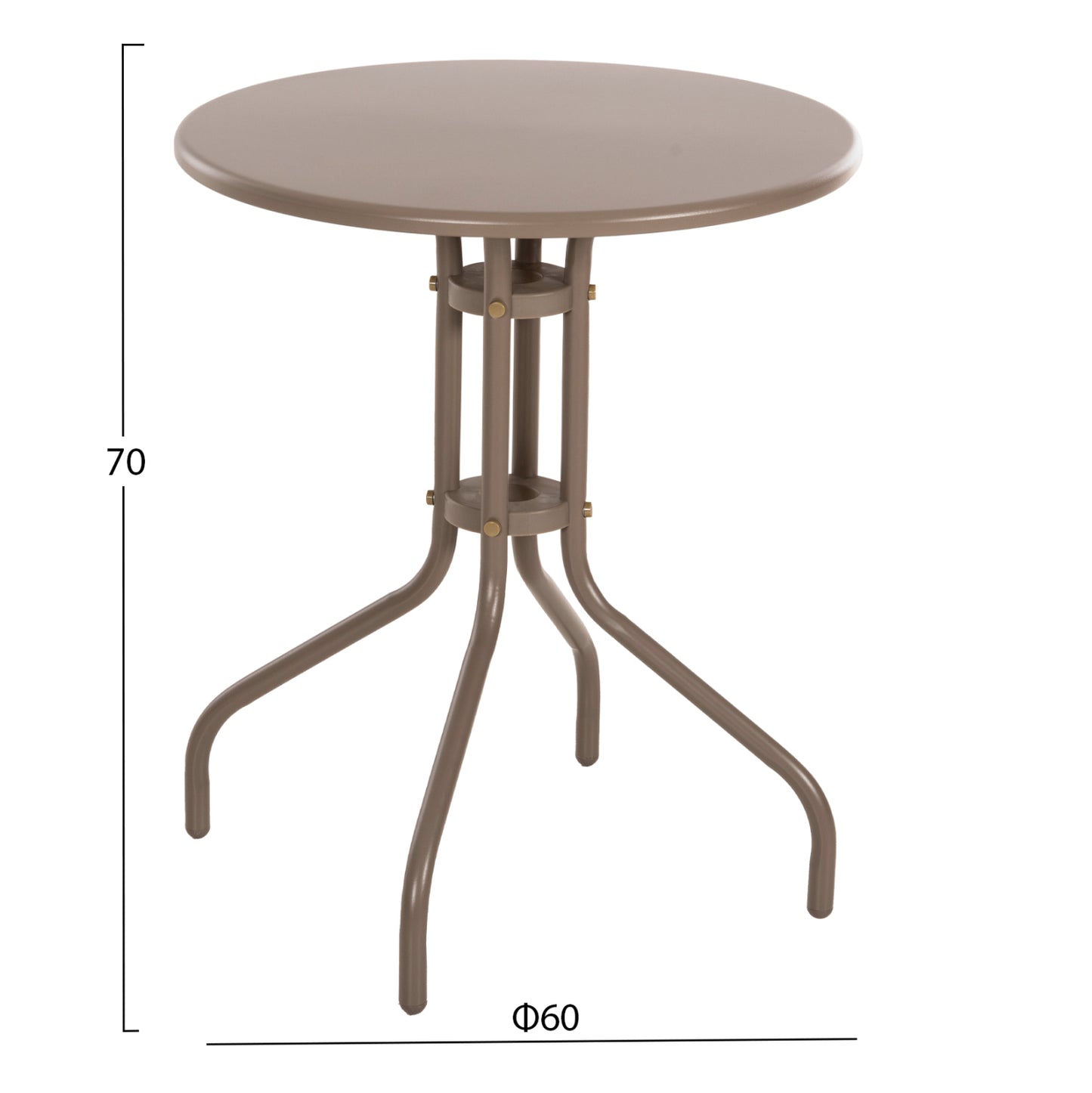 OUTDOOR DINING SET 3PCS LINO HM10728.04-- 2 METAL CHAIRS--ROUND TABLE Φ60cm CHAMPAGNE