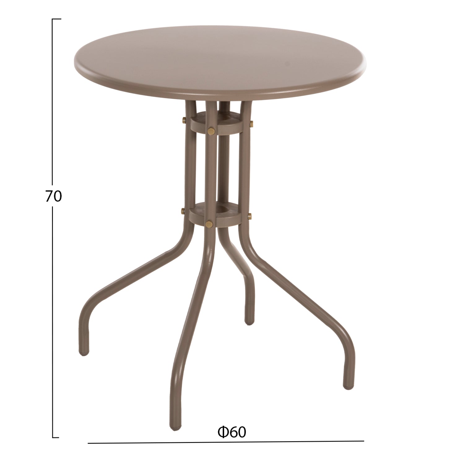 OUTDOOR DINING SET 3PCS LINO HM10728.04-- 2 METAL CHAIRS--ROUND TABLE Φ60cm CHAMPAGNE
