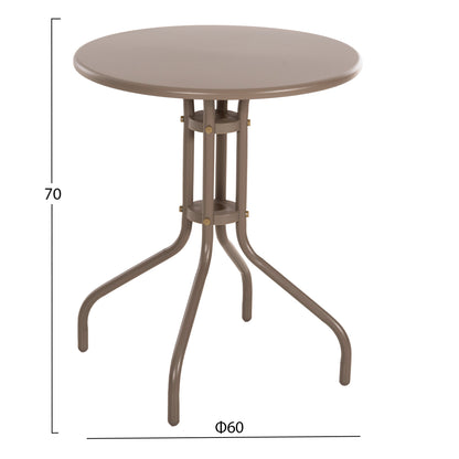 OUTDOOR DINING SET 3PCS LINO HM10728.04-- 2 METAL CHAIRS--ROUND TABLE Φ60cm CHAMPAGNE