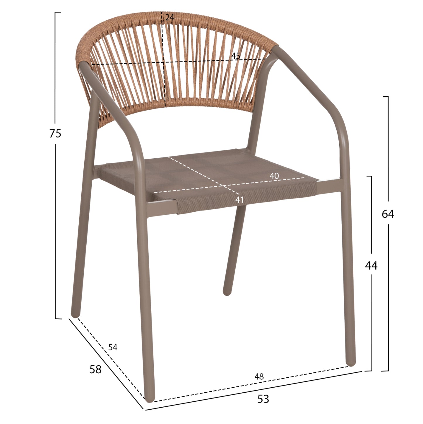 OUTDOOR DINING SET 3PCS LINO HM10728.04-- 2 METAL CHAIRS--ROUND TABLE Φ60cm CHAMPAGNE