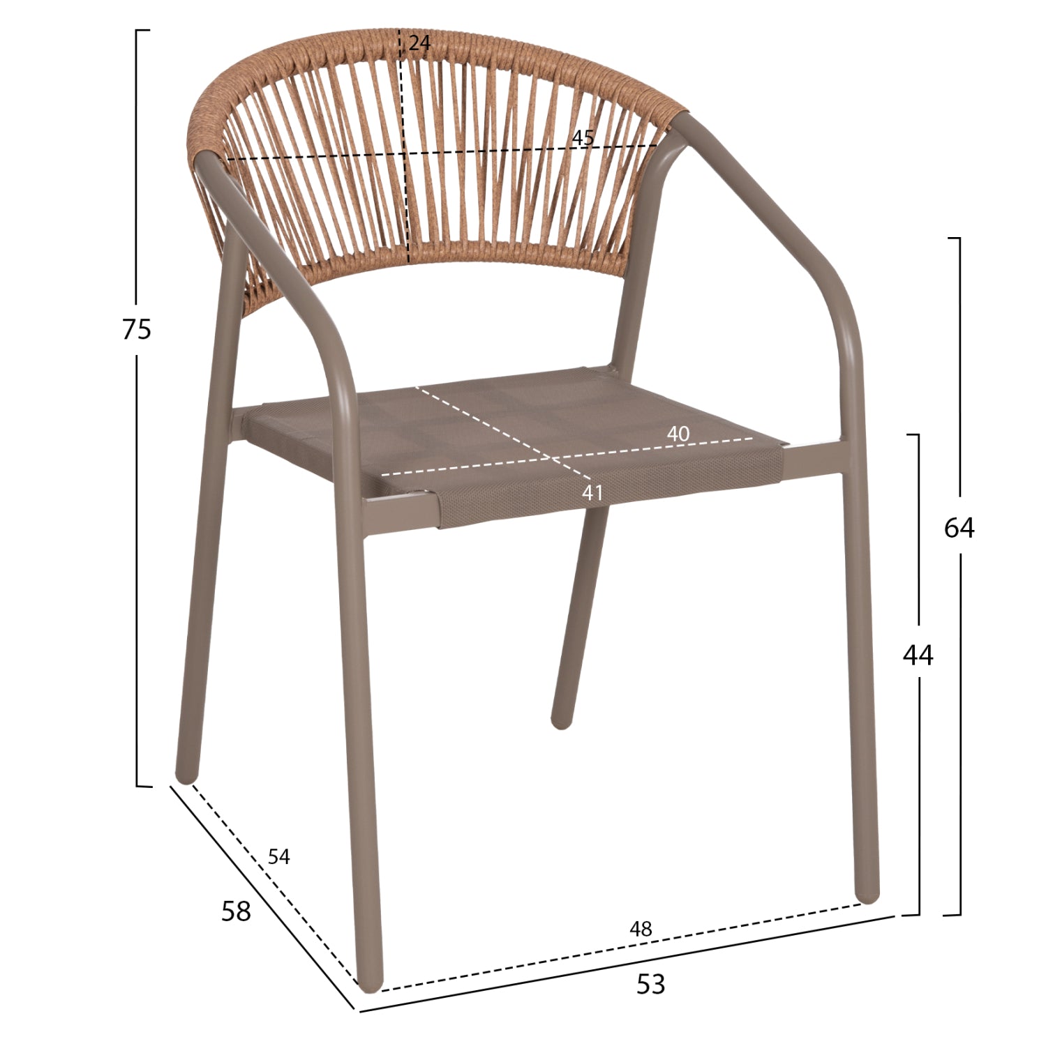 OUTDOOR DINING SET 3PCS LINO HM10728.04-- 2 METAL CHAIRS--ROUND TABLE Φ60cm CHAMPAGNE