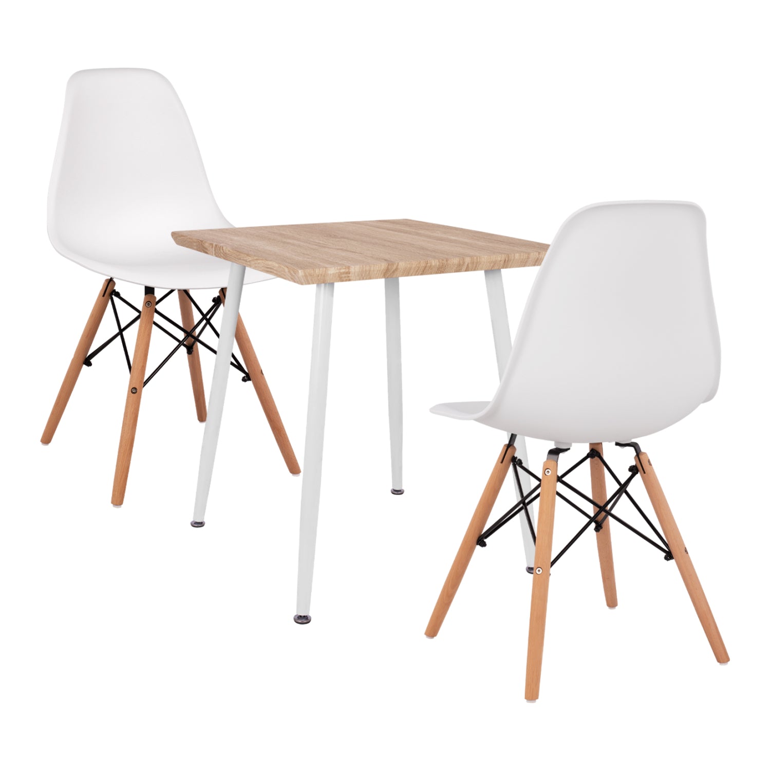 DINING SET 3PCS PALOMA HM21381 SQUARE TABLE & 2 DINING CHAIRS IN WHITE