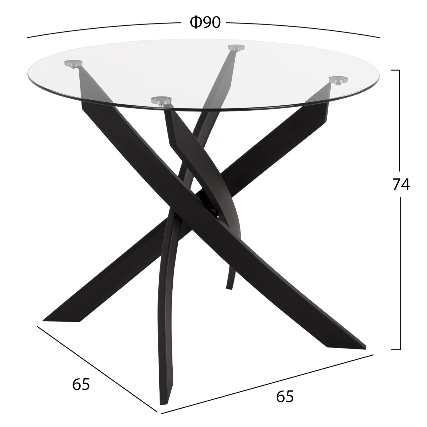 DINING SET 3PCS JAFARU HM21382 ROUND TABLE & 2 DINING CHAIRS IN BLACK