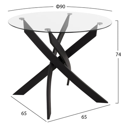 DINING SET 3PCS JAFARU HM21382 ROUND TABLE & 2 DINING CHAIRS IN BLACK