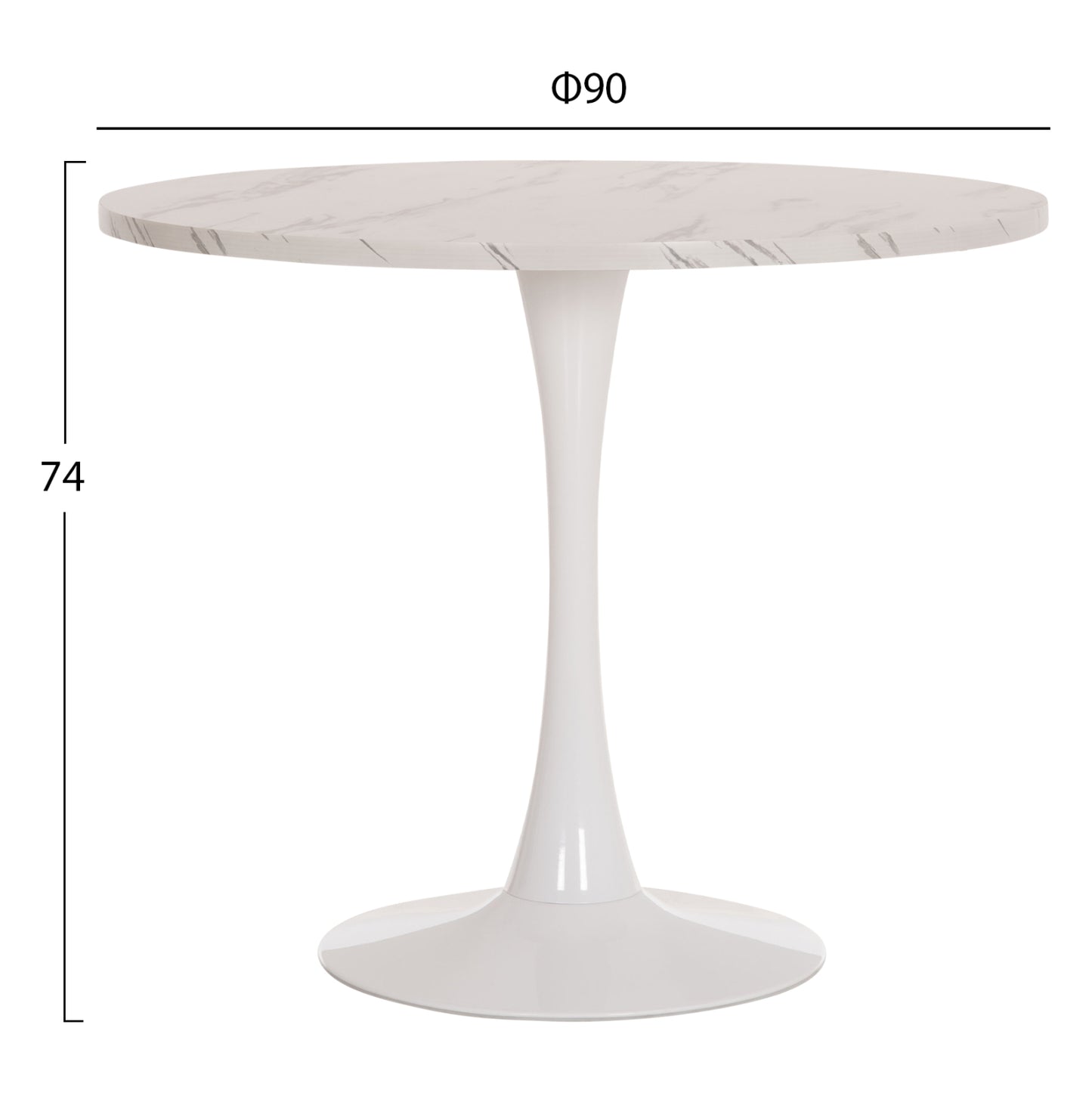 DINING SET 3PCS ROLLO HM21388 ROUND TABLE--2 DINING CHAIRS IN WHITE