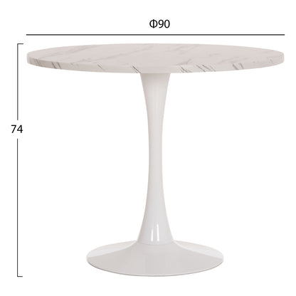 DINING SET 3PCS ROLLO HM21388 ROUND TABLE--2 DINING CHAIRS IN WHITE