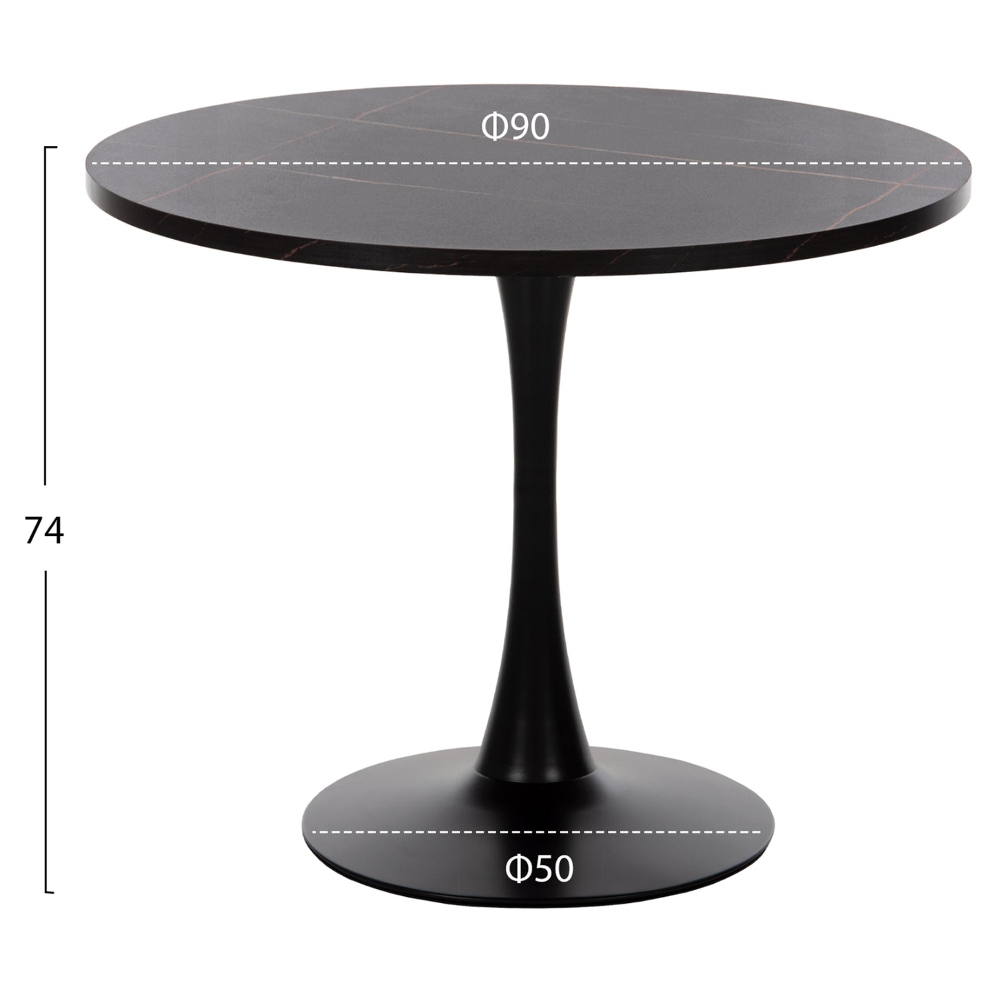 DINING SET 3PCS ROLLO HM21389 ROUND TABLE--2 DINING CHAIRS IN BLACK