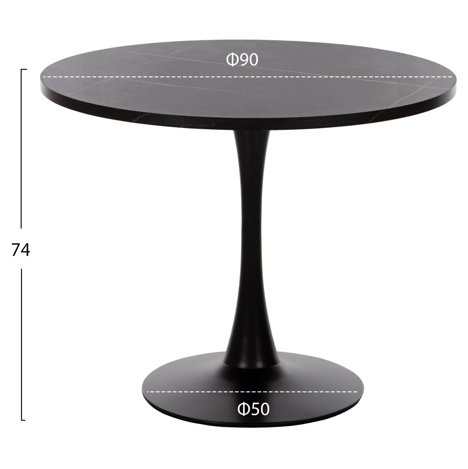 DINING SET 3PCS ROLLO HM21389 ROUND TABLE--2 DINING CHAIRS IN BLACK
