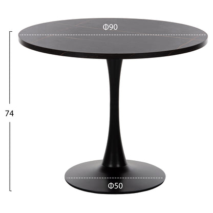 DINING SET 3PCS ROLLO HM21389 ROUND TABLE--2 DINING CHAIRS IN BLACK