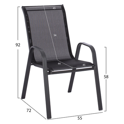 OUTDOOR DINING SET 3PCS LEON HM5181.03 METAL CHAIRS & TABLE Φ60cm BLACK
