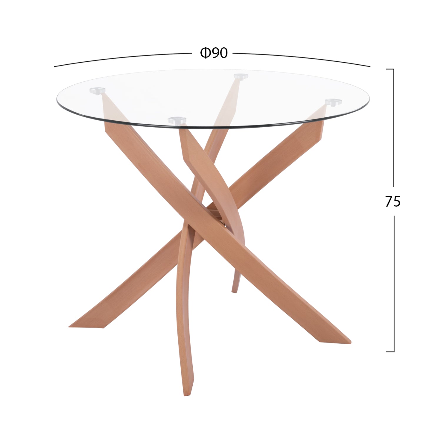 DINING SET 5PCS JAFARU HM10885.12 ROUND TABLE Φ90 & 4 DINING CHAIRS--BEIGE
