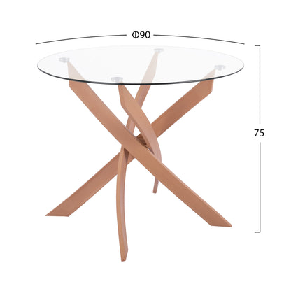 DINING SET 5PCS JAFARU HM10885.12 ROUND TABLE Φ90 & 4 DINING CHAIRS--BEIGE