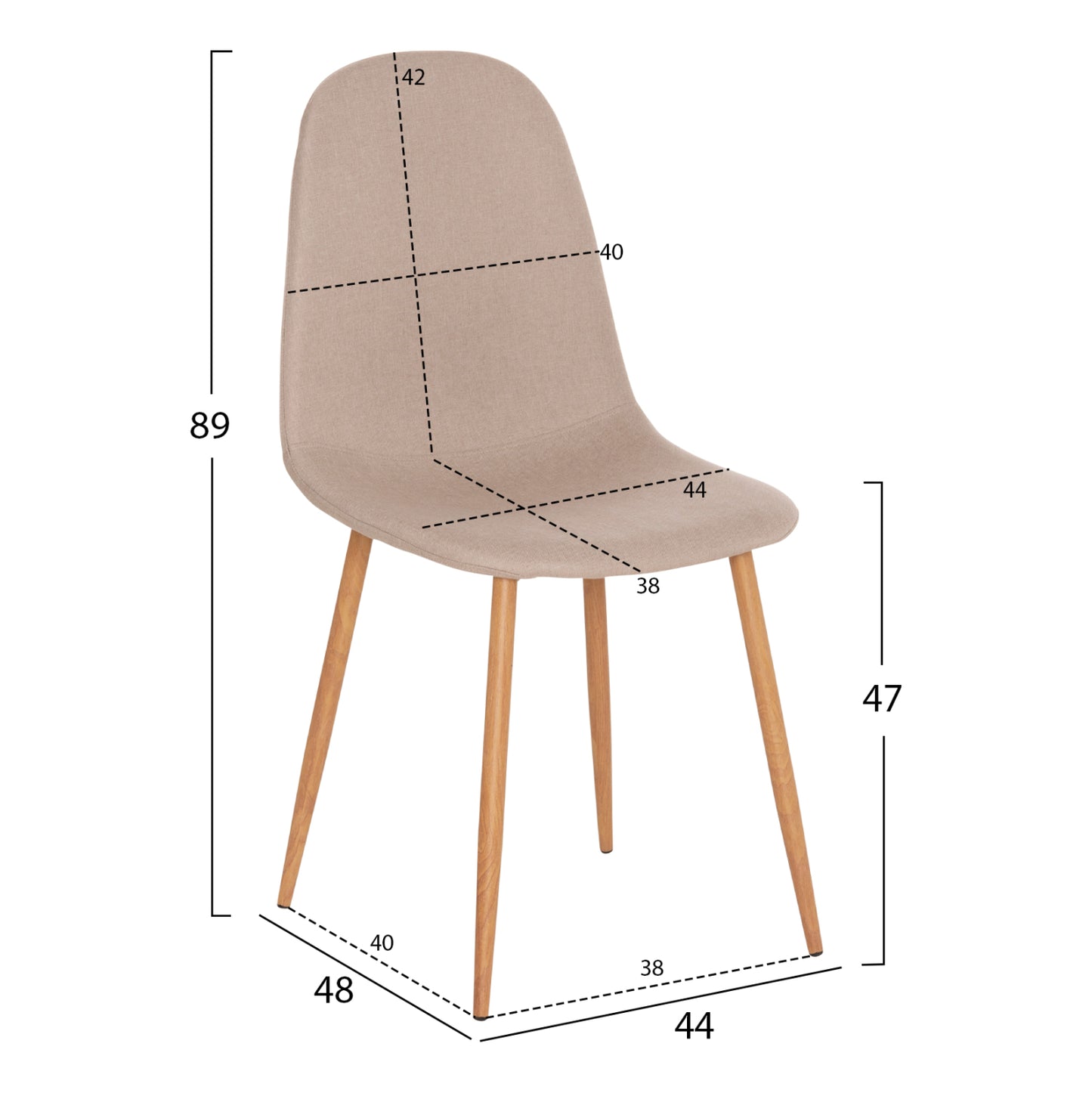 DINING SET 5PCS JAFARU HM10885.12 ROUND TABLE Φ90 & 4 DINING CHAIRS--BEIGE
