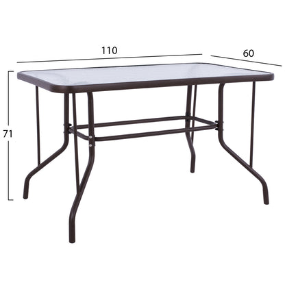 OUTDOOR DINING SET 5PCS ADAM HM10873.01 METAL & WICKER IN BROWN