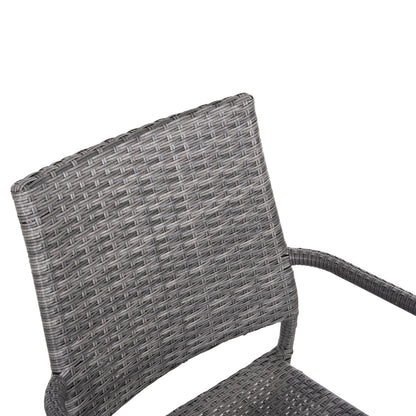 OUTDOOR DINING SET 5PCS ADAM HM10873.02 METAL & WICKER IN GREY