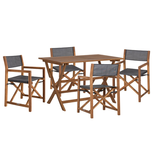 OUTDOOR DINING SET 5PCS SOUL HM10985.01 ACACIA WOOD--GREY TEXTILENE