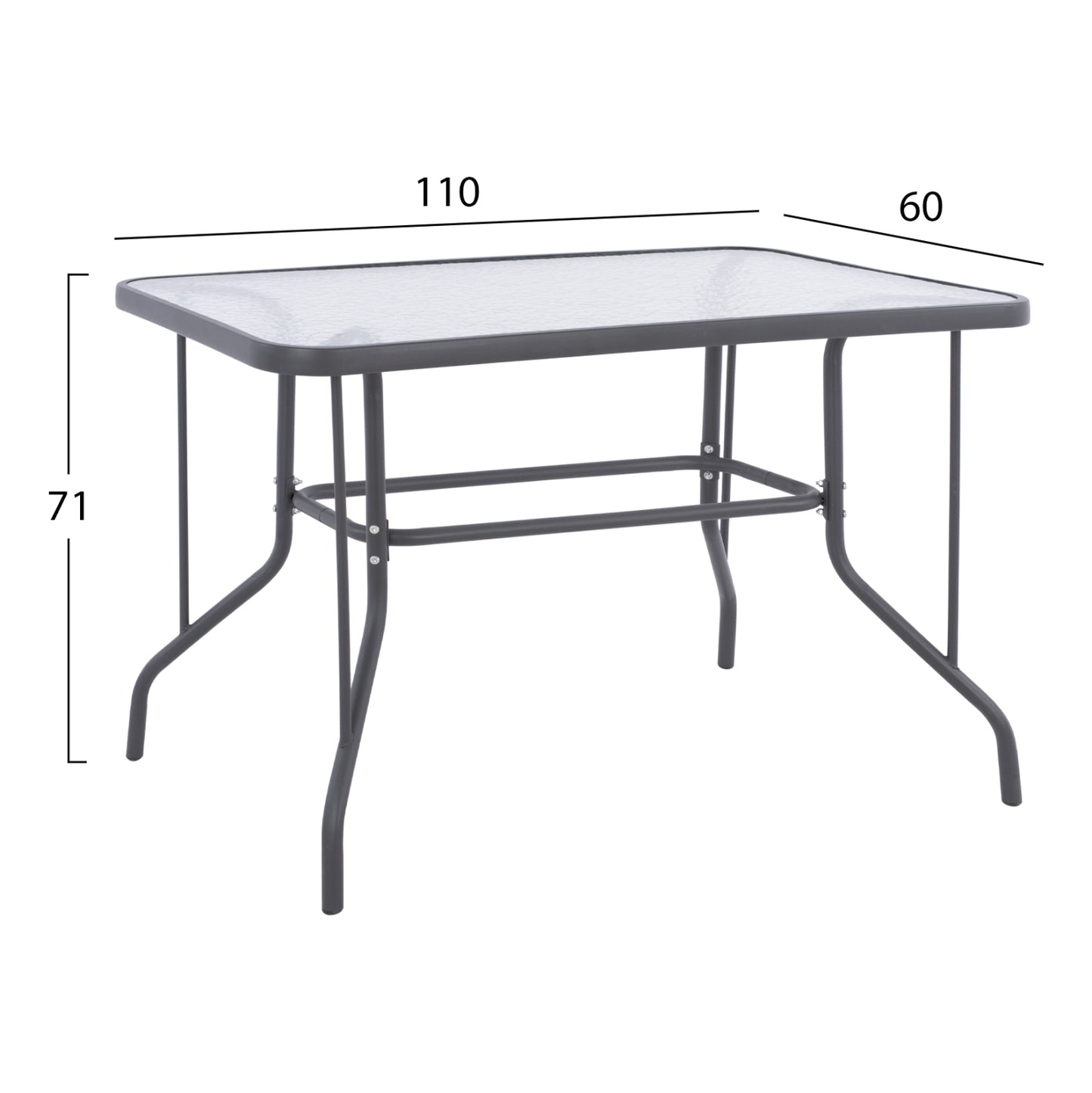 OUTDOOR DINING SET 5PCS HM10566.01- 4 CHAIRS WITH CUSHION & TABLE 110X60 IN GREY