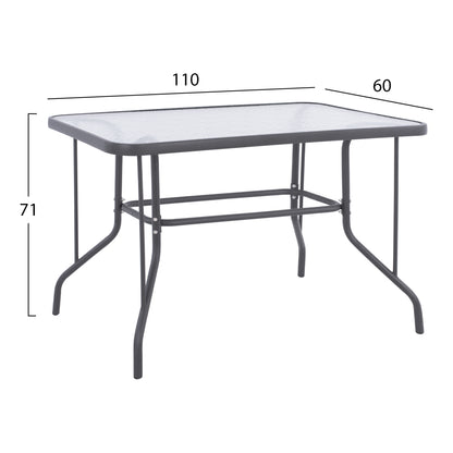 OUTDOOR DINING SET 5PCS HM10566.01- 4 CHAIRS WITH CUSHION & TABLE 110X60 IN GREY