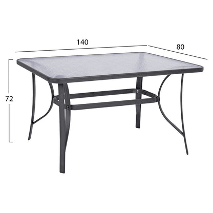 OUTDOOR DINING SET 5PCS HM10569.01 CHAIRS WITH CUSHION & TABLE 140X80cm. -GREY