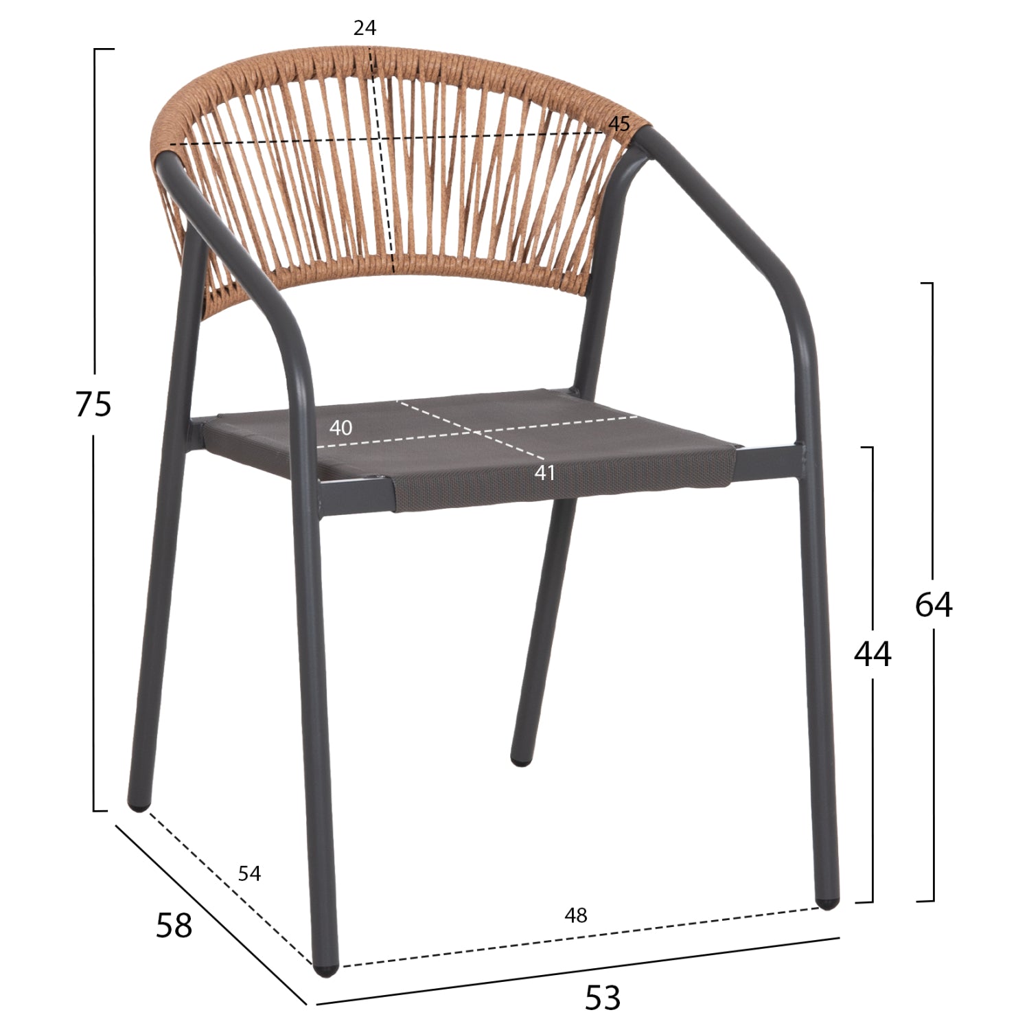 OUTDOOR DINING SET 5PCS ADAM HM10727.01 METAL CHAIRS & TABLE 110x60cm GREY