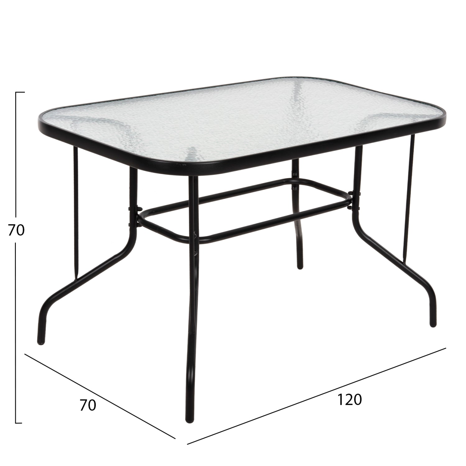 OUTDOOR DINING SET 5PCS ADAM HM10727.03 METAL CHAIRS & TABLE 120x70cm BLACK