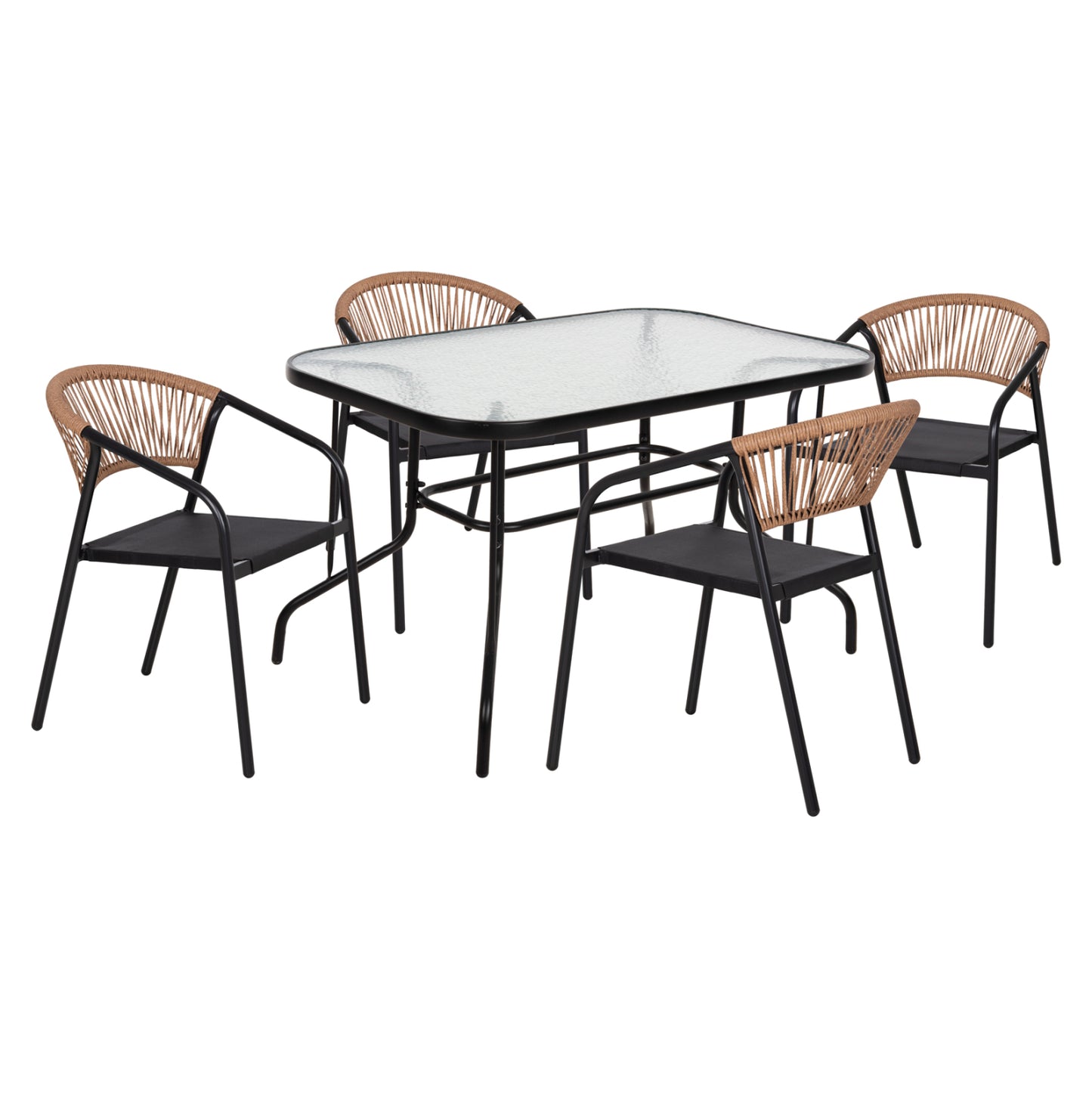OUTDOOR DINING SET 5PCS ADAM HM10727.03 METAL CHAIRS & TABLE 120x70cm BLACK