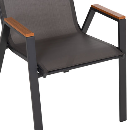 OUTDOOR DINING SET 5PCS BRUNO HM10729.01 METAL CHAIRS & TABLE 140x80cm GREY