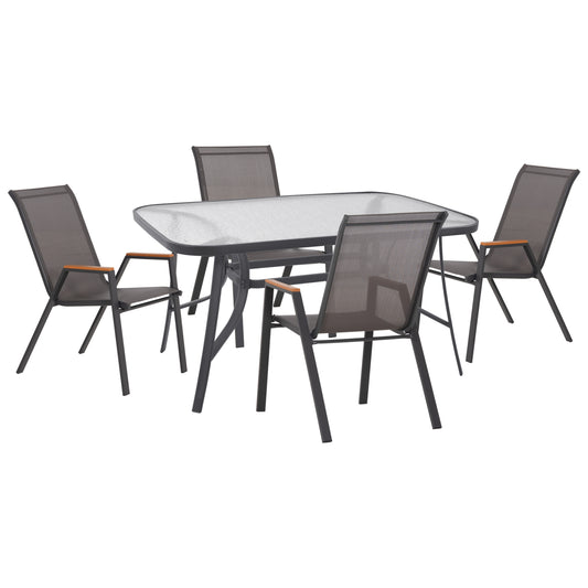 OUTDOOR DINING SET 5PCS BRUNO HM10729.01 METAL CHAIRS & TABLE 140x80cm GREY