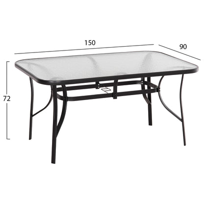 OUTDOOR DINING SET 5PCS BRUNO HM10729.03 METAL CHAIRS & TABLE 150x90cm BLACK
