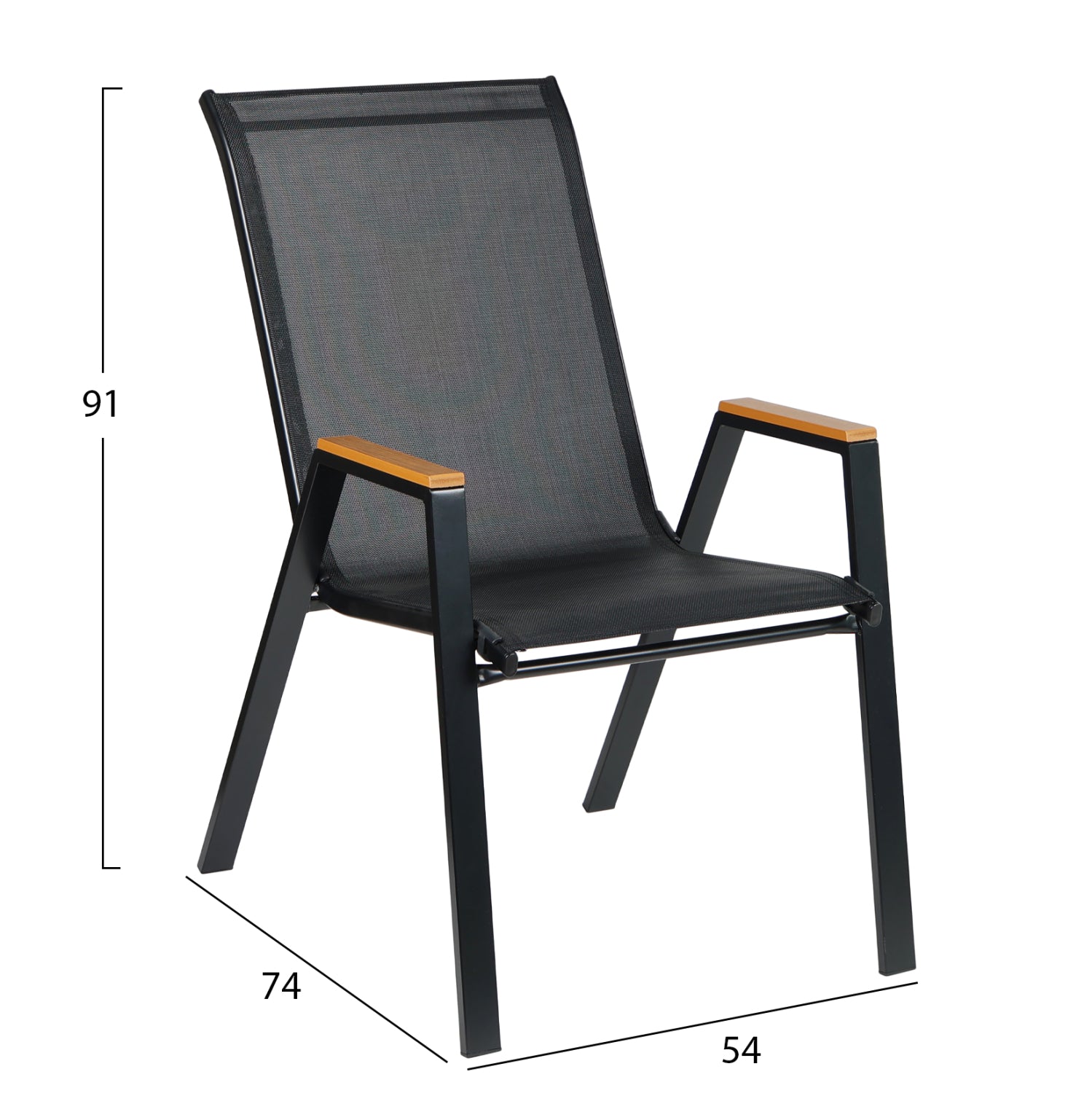 OUTDOOR DINING SET 5PCS BRUNO HM10729.03 METAL CHAIRS & TABLE 150x90cm BLACK