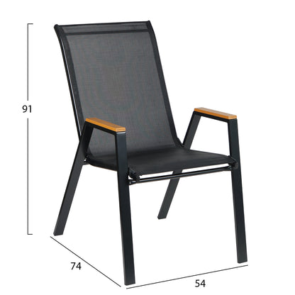 OUTDOOR DINING SET 5PCS BRUNO HM10729.03 METAL CHAIRS & TABLE 150x90cm BLACK