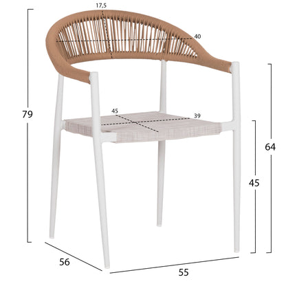 OUTDOOR DINING SET 5PCS BERG HM10823.01 ALUMINUM-POLYWOOD-TEXTILENE---WHITE