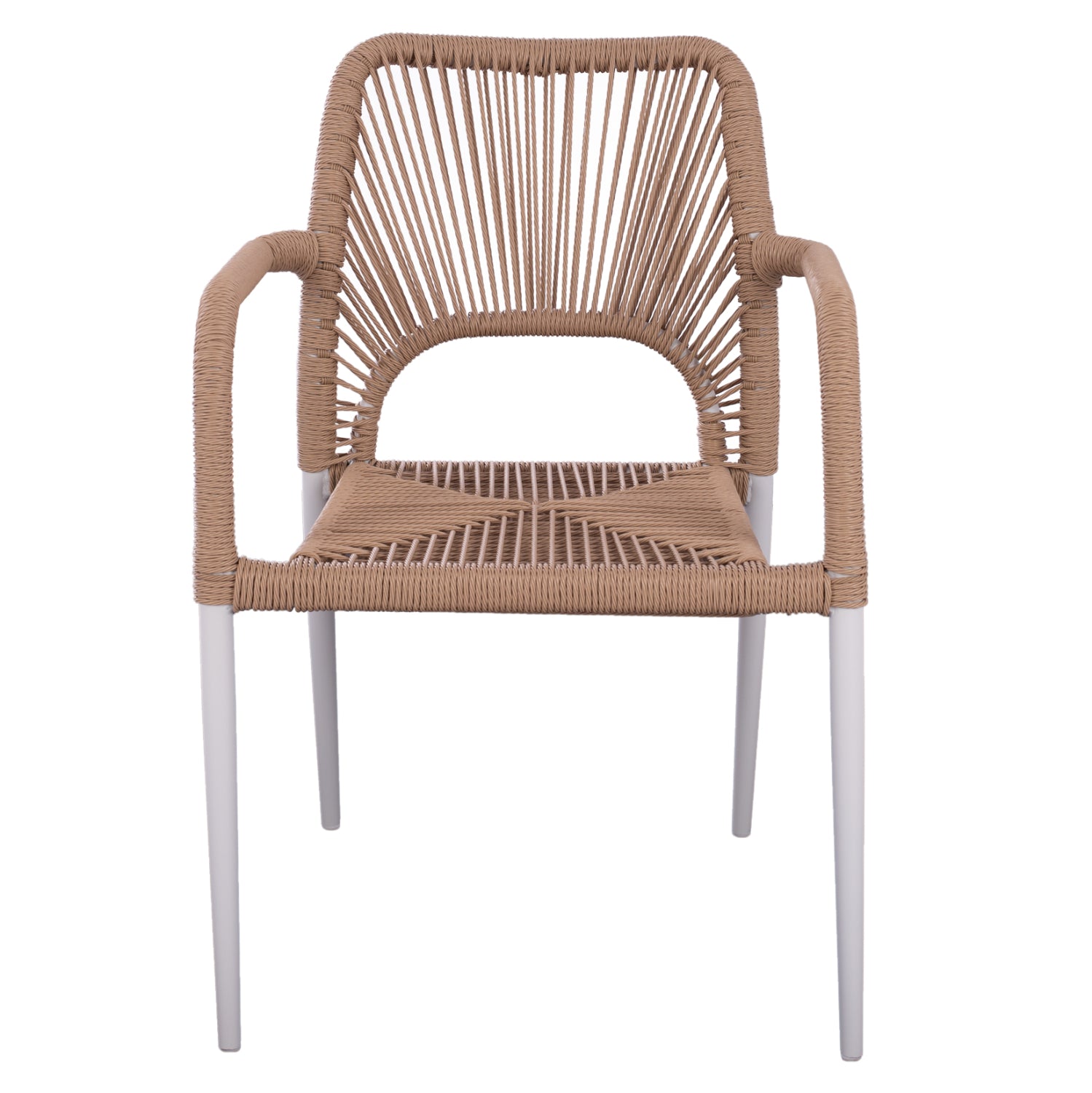 OUTDOOR DINING SET 5PCS TABER HM10824.01 ALUMINUM IN WHITE--POLYWOOD--P.E.ROPE IN BEIGE