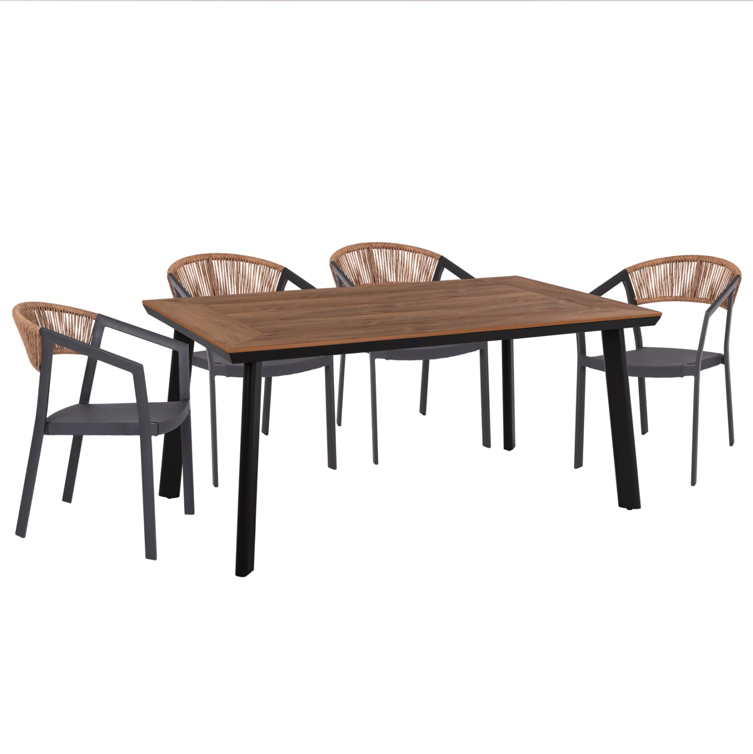 OUTDOOR DINING SET 5PCS TABER HM10832.01 ALUMINUM CHAIRS & TABLE--POLYWOOD--GREY
