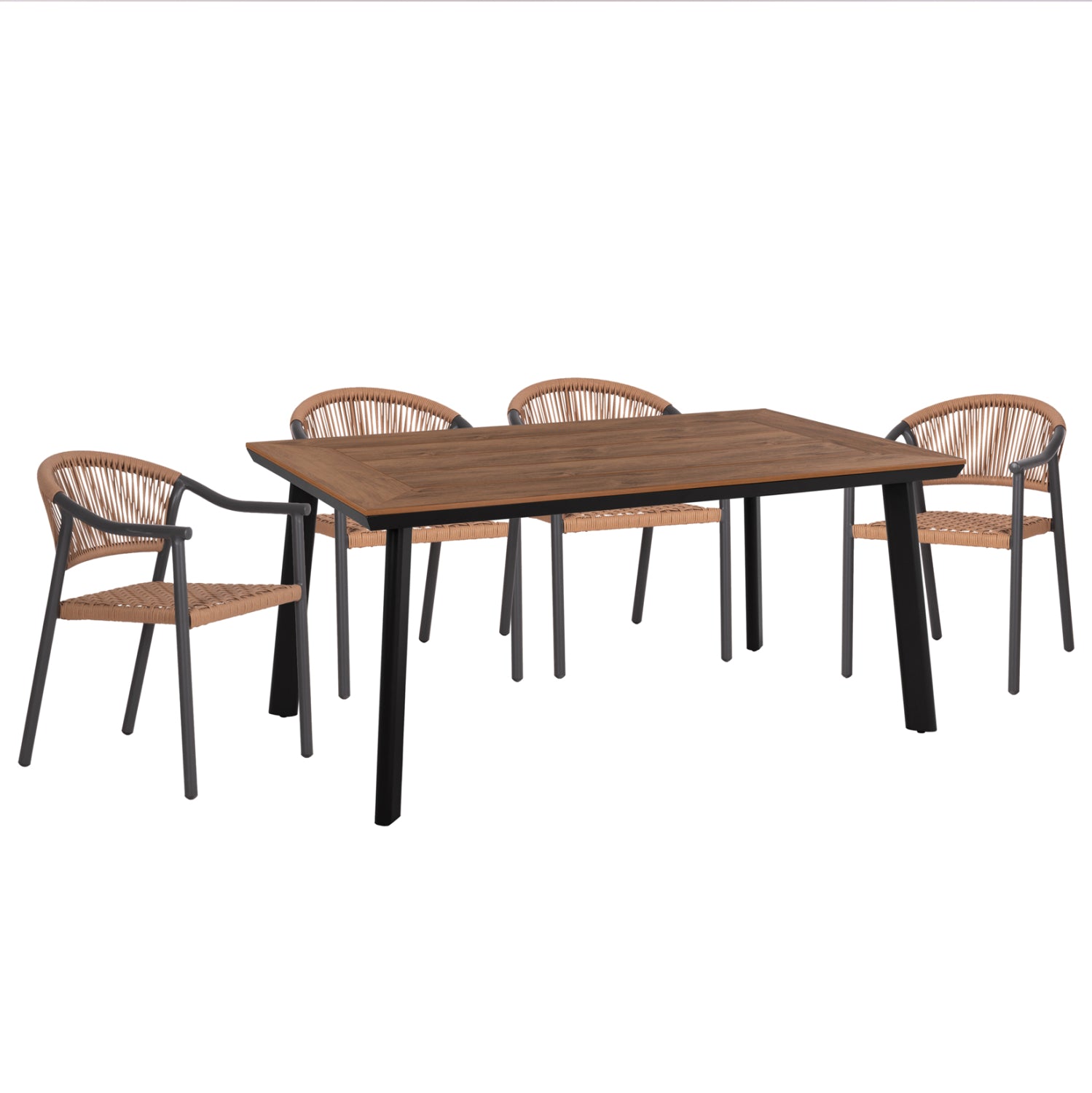 OUTDOOR DINING SET 5PCS KERLY HM10833.10 DARK GREY ALUMINUM--POLYWOOD--P.E.RATTAN BEIGE