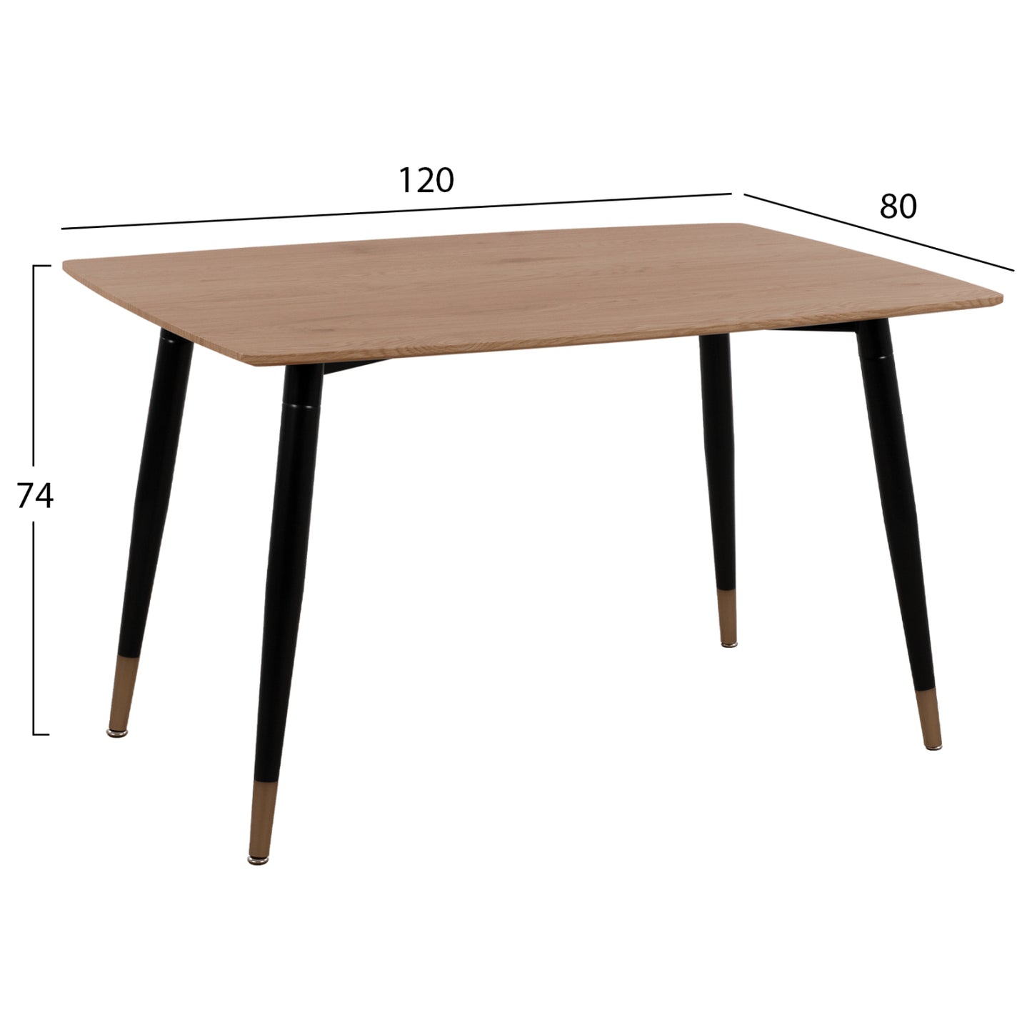 DINING SET 5PCS GAFF HM10847.02 MDF TOP IN WOOD COLOR--FABRIC IN BEIGE & BLACK METAL LEGS