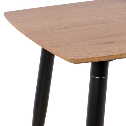 DINING SET 5PCS GAFF HM10847.02 MDF TOP IN WOOD COLOR--FABRIC IN BEIGE & BLACK METAL LEGS